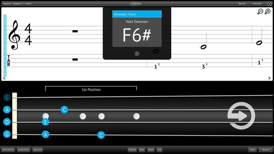 Purely Violin Screenshot Chromatic Tuner