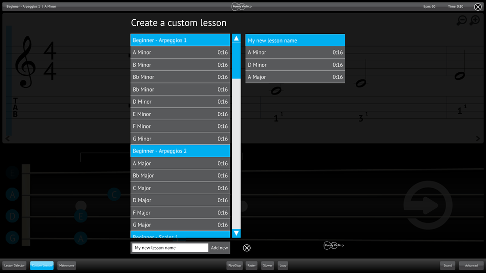 Purely Violin Screenshot Custom Lesson